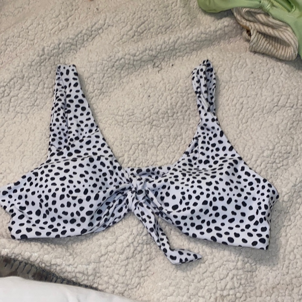 Polka dot tie up bathing suit top